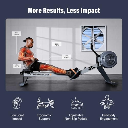 Major Fitness R1 Indoor Rowing Machine - 10-Resistance Levels, Foldable, Quiet Aluminum Rail, 330LB Capacity