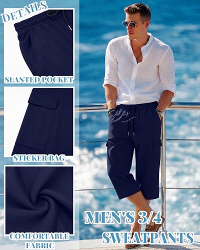 Men's Cargo Shorts 5 Pack - Capri & Cargo Style, Multiple Colors, Large