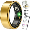 Gold Smart Ring Fitness Tracker with Heart Rate & Sleep Monitoring - Women Men