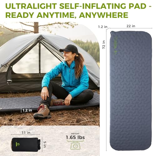 Self Inflating Sleeping Pad for Backpacking - R2.3 Grey