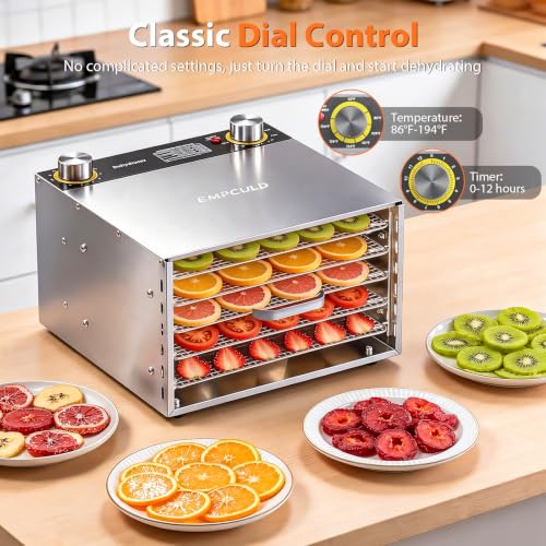 Food Dehydrator with 5 Stainless Steel Trays - Adjustable Temp 194°F - Empculd - Variation of THIS listing
