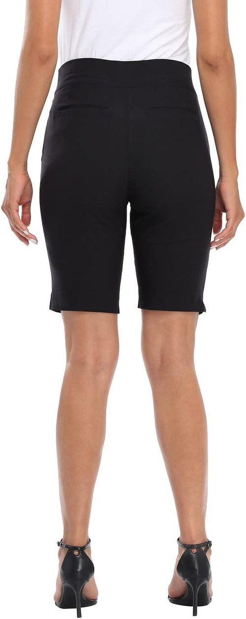 HDE Women's Bermuda Shorts - Mid Rise Design with Pockets | 10" Inseam for Comfort