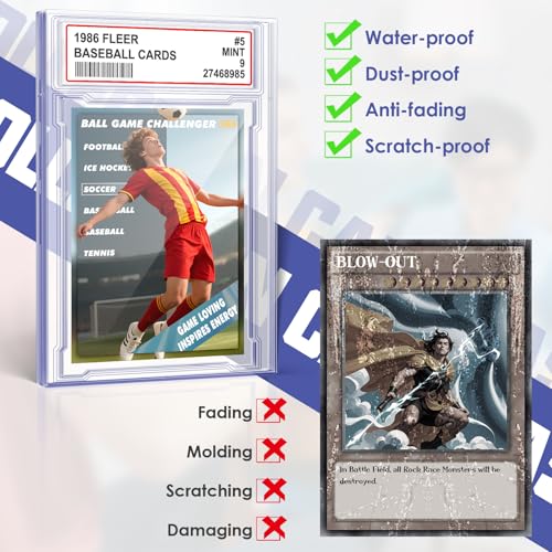 100 PCS Card Case Holder for Trading Cards Acrylic Slab Protectors with Label Slot - Homthy