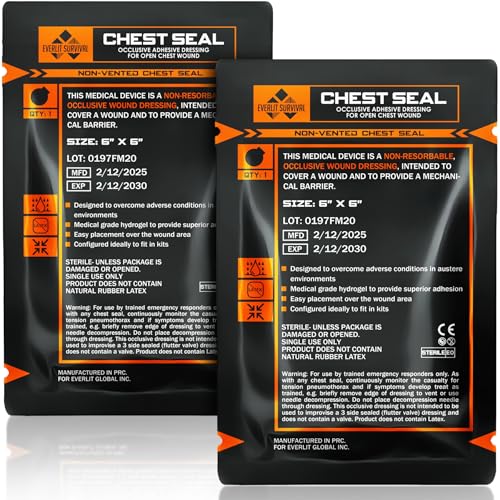 Non-Vented Chest Seal Adhesive Dressing for Open Chest Wounds - 2 Pack
