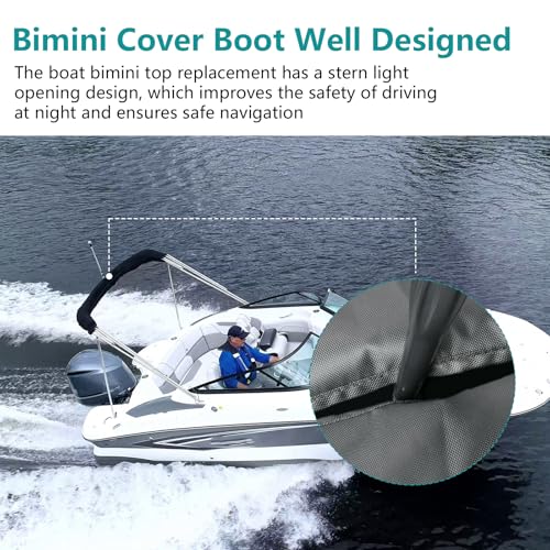 Oversize Boat Bimini Top Canvas Storage Boot for Large Frames Up to 8.5 ft - Black