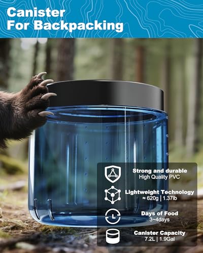 Uimdor Ultralight Waterproof Bear Canister 7.2L Food Storage for Backpacking