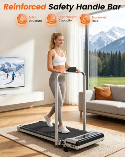 Folding Walking Pad Treadmill with Incline Handrail for Home Exercise 2.5HP