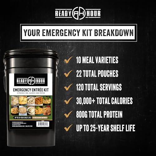120-Serving Emergency Food Supply Bucket - Freeze-Dried Survival Meals for Disaster Camping Hiking