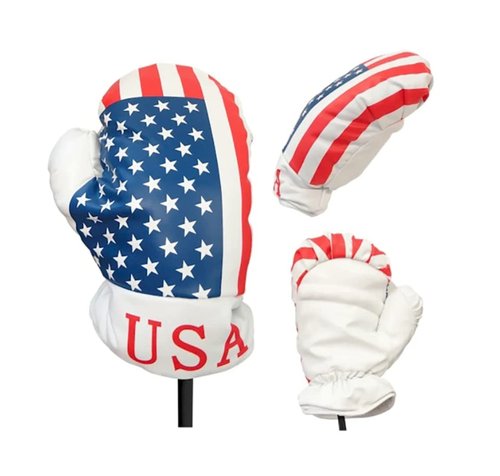 USA Boxing Glove Golf Head Cover - Fits 460cc Driver - Patriotic Red White & Blue American Flag Golf Club Headcover
