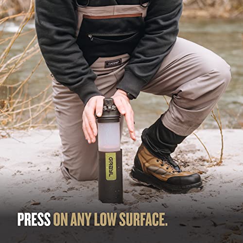 GRAYL GeoPress 24 oz Water Purifier Bottle Black Camo - Portable Water Filter