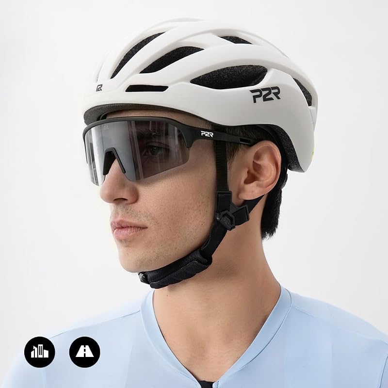 P2R A20 MIPS Bike Helmet with Rear LED Light - Large White Adult & Teen Cycling Safety