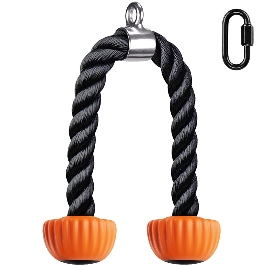 SELEWARE Tricep Rope Cable Machine Attachments for Gym, Universal Tricep Pull Down Rope with Soft Rubber Ends for Pulley System Home Gym Workout Fitness (Orange, 28")