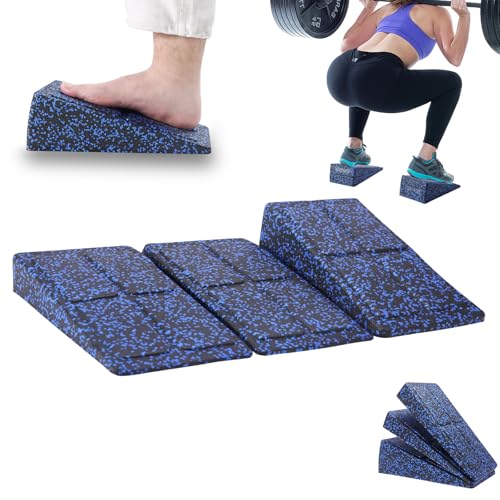 Calf Stretching Slant Board Set 3 Pieces with Adjustable Angles - Black & Blue