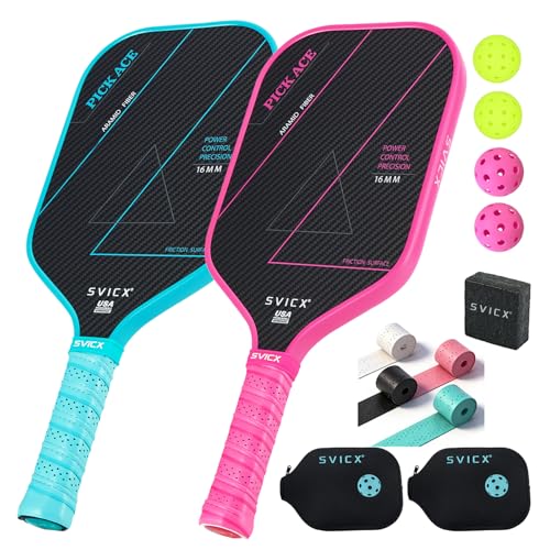 Pink & Teal Green Carbon Fiber Pickleball Paddle Set 16mm USAPA Approved