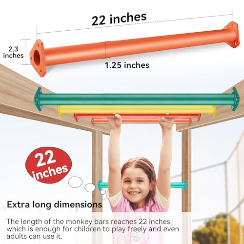 7 Pack 22 Inch Steel Monkey Bars Set for Indoor Outdoor Climbing Playground