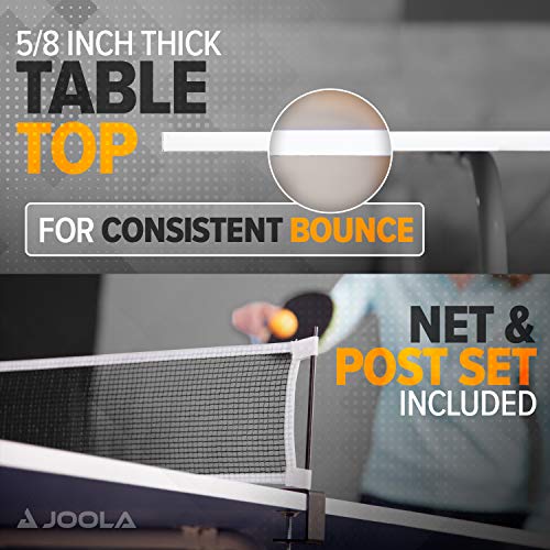JOOLA Quadri Indoor 15mm Regulation Size Ping Pong Table with Quick Clamp Net - Compact Storage