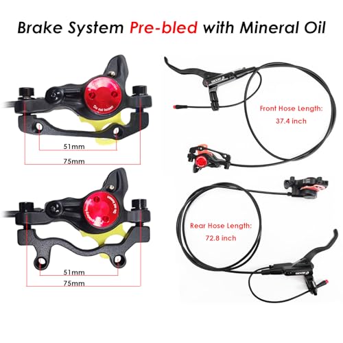 Hydraulic Brake Upgrade Kit for E-Bikes with 2-Pin Connector & 160mm Rotors Black - PeakRider