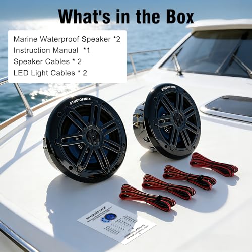 Marine Speakers 5.25 Inch 500W Waterproof Weather-Resistant Boat Speakers with LED Lights - Black Pair