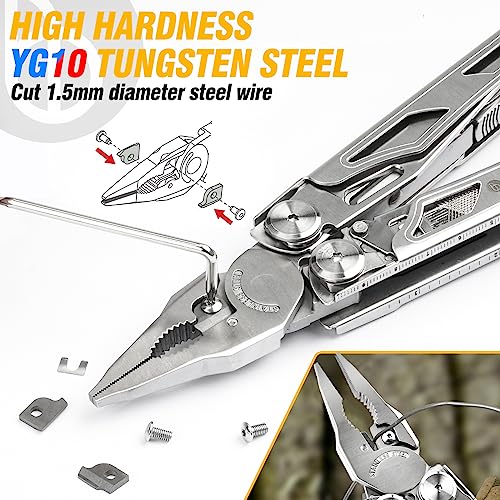 BIBURY 31-in-1 Multitool Pliers Pro with Silver Finish — Camping & Outdoor