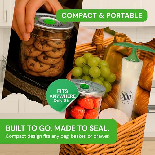 Mason Jar Vacuum Sealer Kit - 1 Pack Handheld High-Suction Food Sealer for Jars