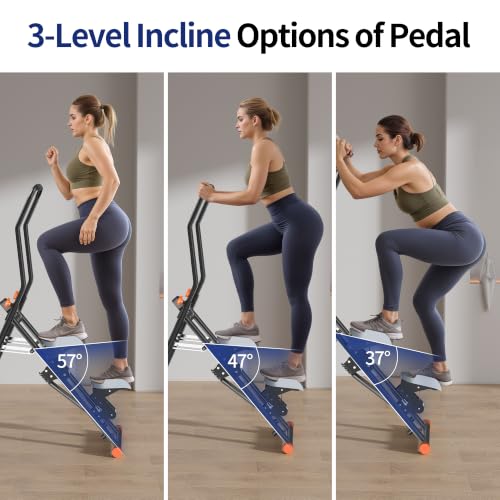 Foldable Stair Climber with Resistance Bands for Full Body Cardio Workout