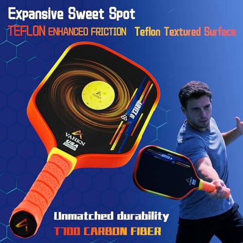 Pickleball Paddles Set of 2 - High-Spin Carbon Fiber, Vibrant Gradient Edge - Yellow & Orange, USAPA Approved