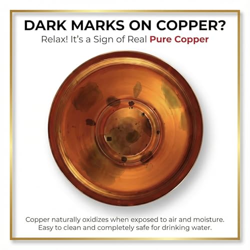 Copper Hammered Water Bottle - 32 oz Pure Copper Ayurvedic Drinking Vessel with Leak-Proof Lid - Variation of THIS listing