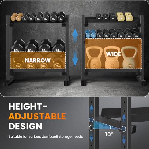 Heavy-Duty Adjustable Dumbbell Rack Stand - 18.7 x 34.7 x 36.6 Inches