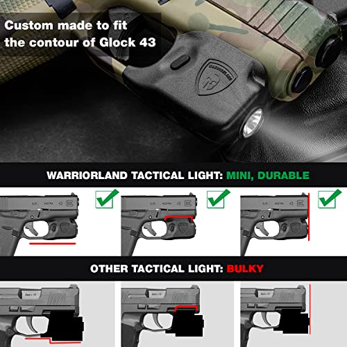 WARRIORLAND Glock 43/43X Mini Tactical Light with Kydex Holster, 150 Lumens