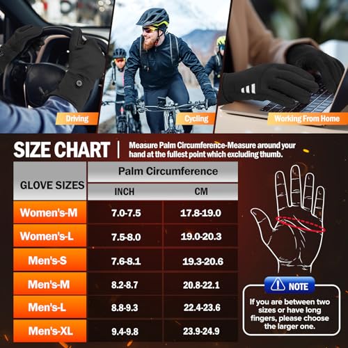 Rechargeable Heated Gloves for Men Women - Battery-Powered Winter Mitts with Touchscreen Compatibility - Black, Medium Variation