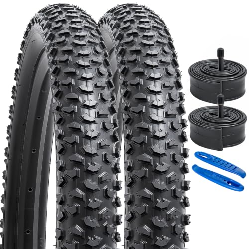 24 Inch Mountain Bike Tires 24x2.125 with Tubes & Levers - Fits 24x2.125 Bikes