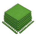 Green Turf Mat 6 Interlocking Tiles - 24 Sq Ft Artificial Grass Flooring