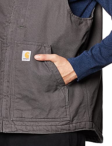 Men's Washed Duck Mock-Neck Vest - X-Large Tall Gravel Workwear