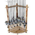 Rush Creek Creations 12-Slot Corner Fishing Rod Rack, Rustic Pine Storage Organizer