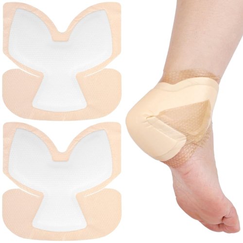 Heel Silicone Foam Dressing Wounds Bandages with Gentle Adhesive Border 8"x 8" Heel Protector Padding for Heel Ulcer Pressure Sore Foot Pain Cracked Heels(Pack of 2)