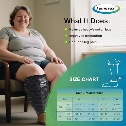 Calf Compression Wrap XX-Large - Adjustable Lymphedema Edema Swelling Relief, Breathable Anti-Slip Support
