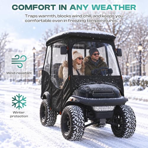 Golf Cart Enclosure for Club Car Precedent - Waterproof 4 Passenger Cover with Zippered Doors & Clear Windows