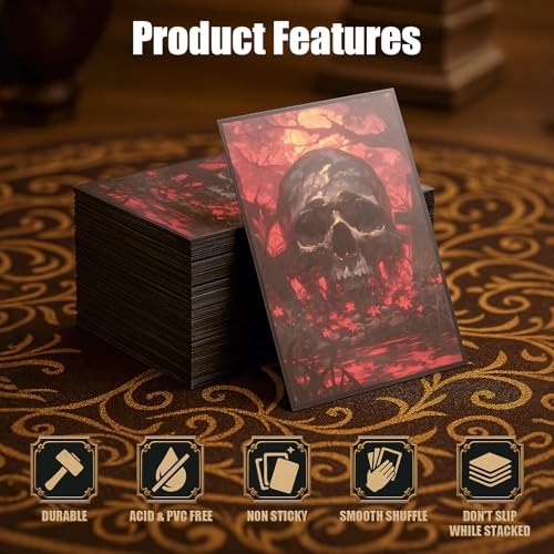 Red Moon Skull Magic Card Sleeves - 100 Matte Finish Standard Size Protectors