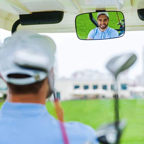 10L0L Universal Adjustable Golf Cart Convex Rear View Mirror for EZGO, Yamaha, Club Car