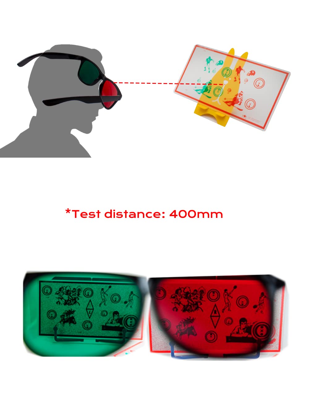 Red/Green Fixed Tranaglyph Vision Therapy Convergence Insufficiency Eye Training Device Stereo Training Cards Visual Correction (A)