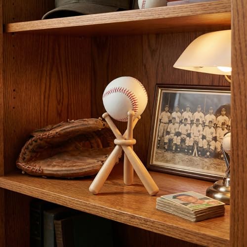 Baseball Display Stand Wooden Table Centerpiece with 12 Mini Bats - Variation 4