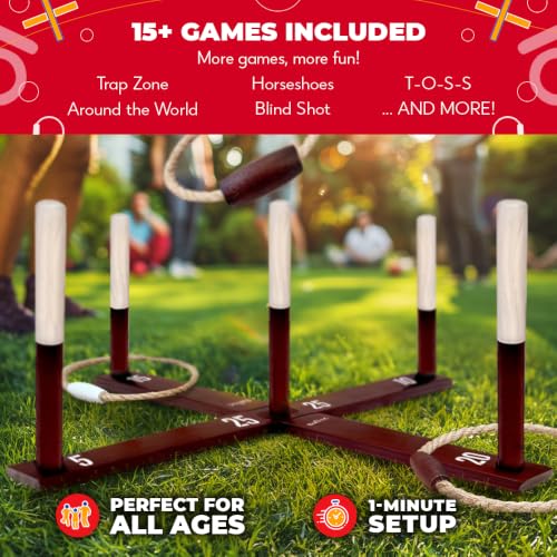 X-Large Rustic Ring Toss Game - Giant Outdoor Yard Toys for Kids & Adults