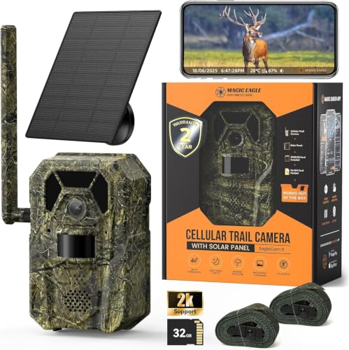 Cellular Trail Camera 4G with 13,000mAh Battery Solar Panel Night Vision Waterproof Army Green