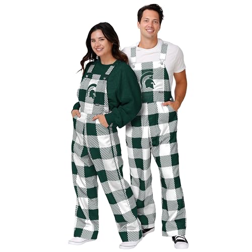 Michigan State Spartans NCAA Women's Logo Bib Overalls - Medium Plaid