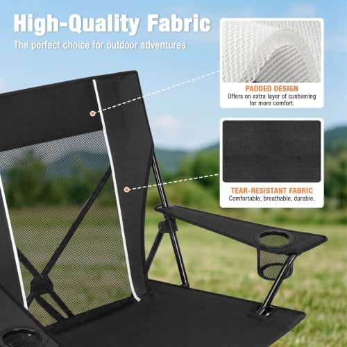 Portable Folding Camping Chair with Mesh Back and Black Variation
