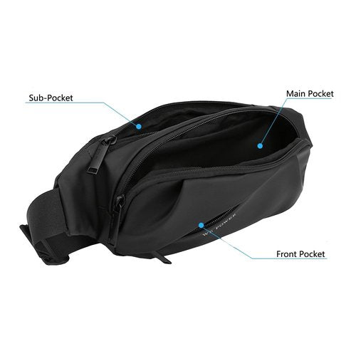 Waterproof Fanny Pack for Men & Women, Travel Fanny Pack Cross Body Sling Bag Crossbody Belt Bag Chest Anti Theft Waist Pack Purse Small for Outdoor, Cycling, Hiking, Running, Phone Holder-Black
