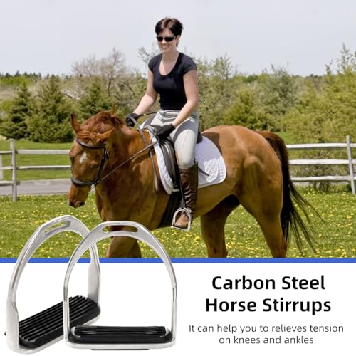 2 Pack Metal Horse Stirrups with Rubber Pads for Trail & Training Riding