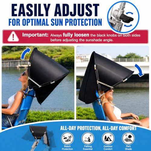 Minndudu Black 2-Pack Foldable Wind-Resistant Chair Sun Shade Canopies with UPF 50+