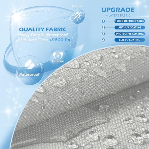 Solim 22-24FT Pontoon Boat Cover Waterproof UV Resistant Heavy Duty 1200D Gray