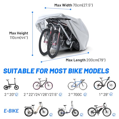 Favoto Waterproof Bicycle Cover for 1-2 Bikes Silver - Outdoor Storage
